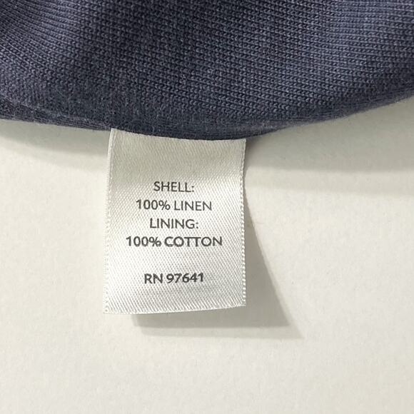 J. Jill Linen Oversized Navy Blue Pullover Long Sleeves Top Pockets Sz XS Lined - Picture 6 of 9